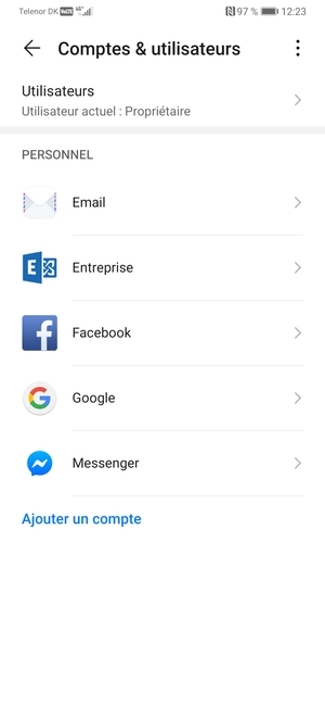 Sélectionnez Google