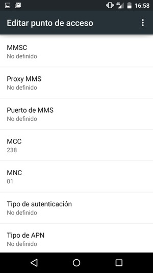 Desplácese hacia abajo e introduzca la información MMS