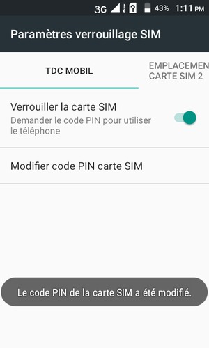 Votre code PIN de la carte SIM a été modifié