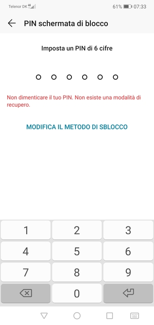 Seleziona MODIFICA IL METODO DI SBLOCCO