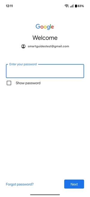 Enter your password and select Next