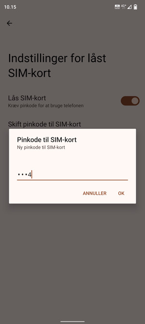 Indtast Ny pinkode til SIM-kort og vælg OK