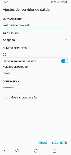 Introduzca la dirección de servidor saliente