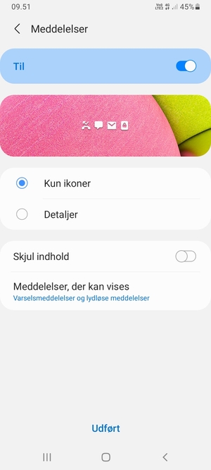Vælg dine foretrukne muligheder og vælg Udført