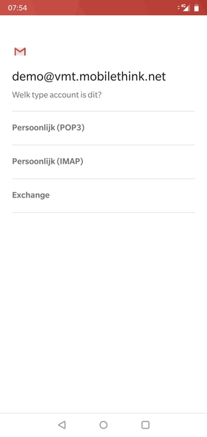 Selecteer Persoonlijk (POP3) of Persoonlijk (IMAP)