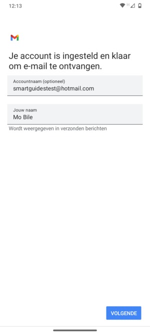 Geef uw account een naam en voer uw naam in. Selecteer VOLGENDE