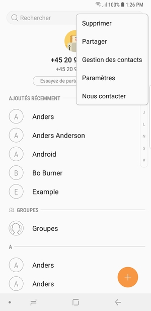 Sélectionnez Gestion des contacts
