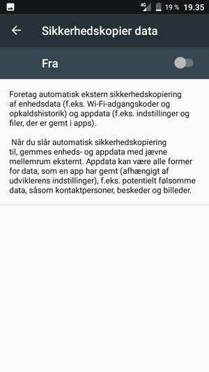 Aktiver Sikkerhedskopier data