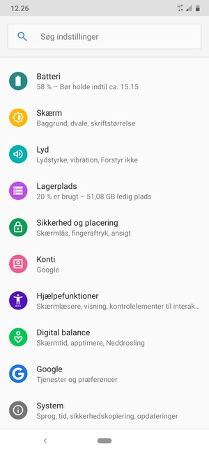 Vælg Sikkerhed og placering