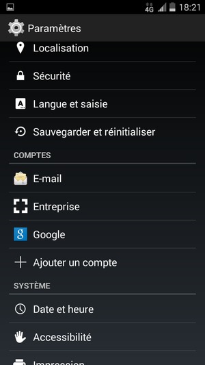 Faites défiler et sélectionnez Google