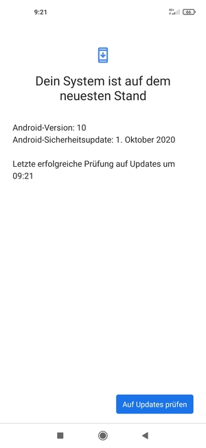 Falls Ihr Handy aktualisiert ist, wird Ihnen der folgende Bildschirm angezeigt