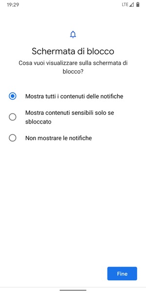 Seleziona la tua opzione preferita e poi Fine