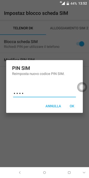 Conferma il nuovo PIN SIM e seleziona OK