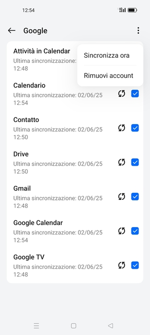 Seleziona Sincronizza ora