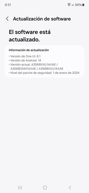 Si su teléfono está actualizado, verá la siguiente pantalla