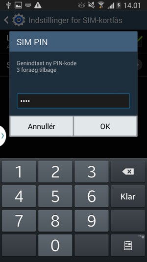 Bekræft din nye SIM PIN-kode og vælg OK