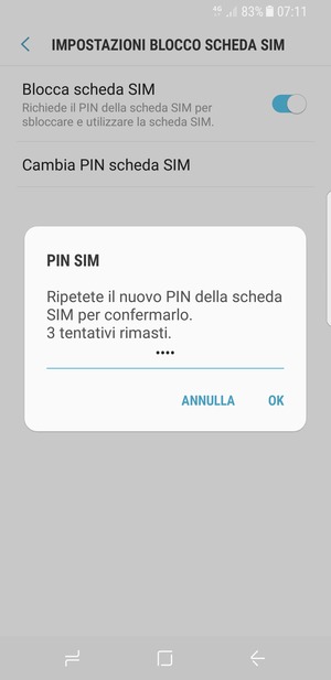 Conferma il nuovo PIN della scheda SIM e seleziona OK