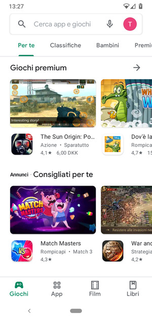 Seleziona la barra di ricerca