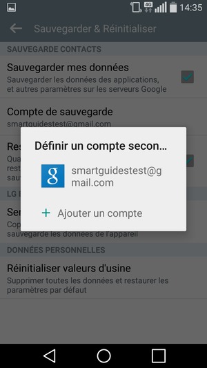 Sélectionnez votre compte de sauvegarde