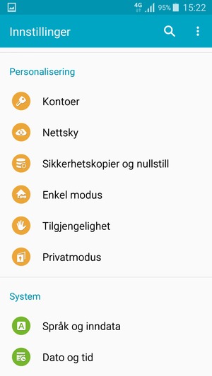 Bla til og velg Kontoer