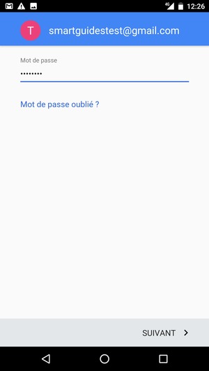 Saisissez votre mot de passe et sélectionnez SUIVANT