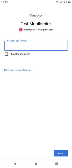 Inserisci la tua password di Gmail e seleziona Avanti
