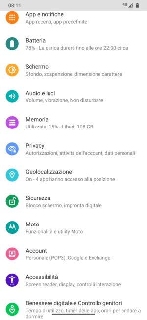 Scorri e seleziona Sicurezza