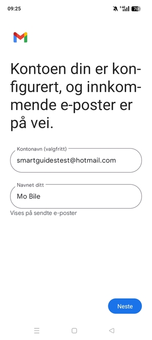 Gi kontoen din et navn, og skriv inn navnet ditt. Velg Neste