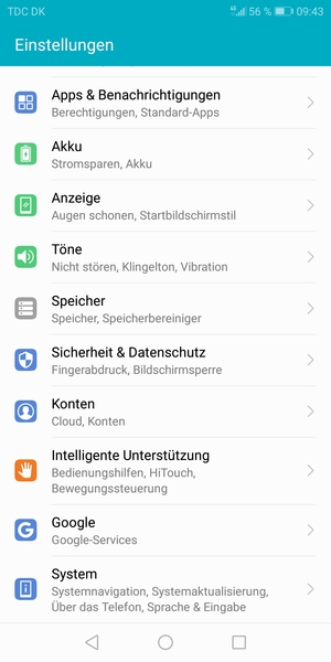 Scrollen Sie und wählen Sie System