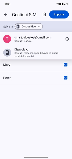 Seleziona il tuo account  Google