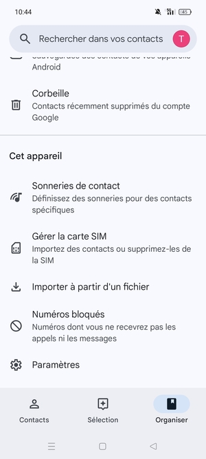 Faites défiler et sélectionnez Gérer la carte SIM