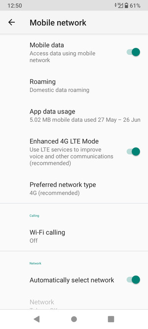 Select Preferred network type