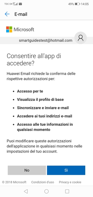 Seleziona Sì