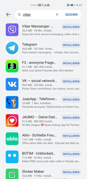 Wählen Sie die App