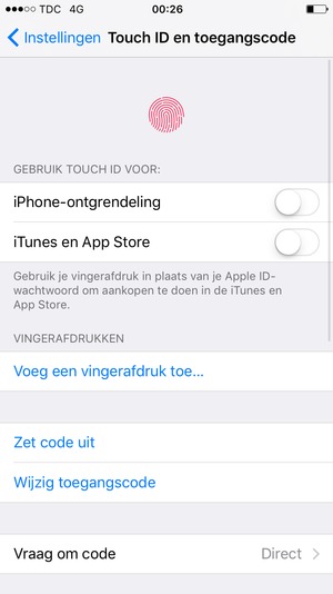 Selecteer Wijzig toegangscode