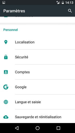 Faites défiler et sélectionnez Sauvegarde et réinitialisation