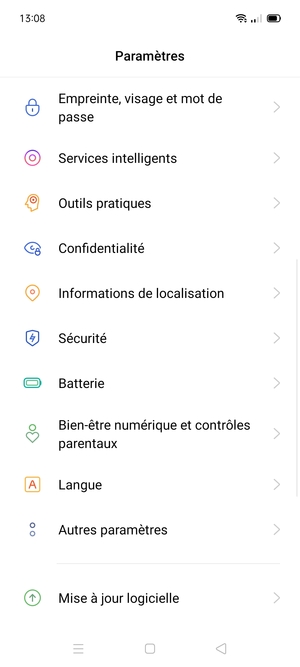 Faites défiler et sélectionnez Sécurité