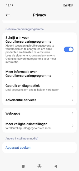 Scroll naar en selecteer Meer veiligheidsinstellingen