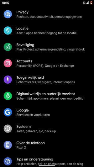 Scroll naar en selecteer Locatie