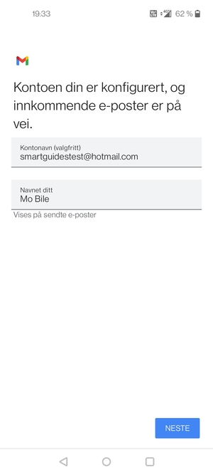 Gi kontoen din et navn, og skriv inn navnet ditt. Velg NESTE