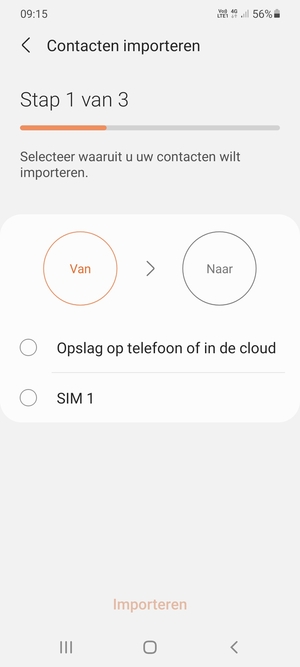 Selecteer SIM 1 of SIM 2