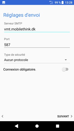 Désactiver le Connexion obligatoire. et sélectionner SUIVANT
