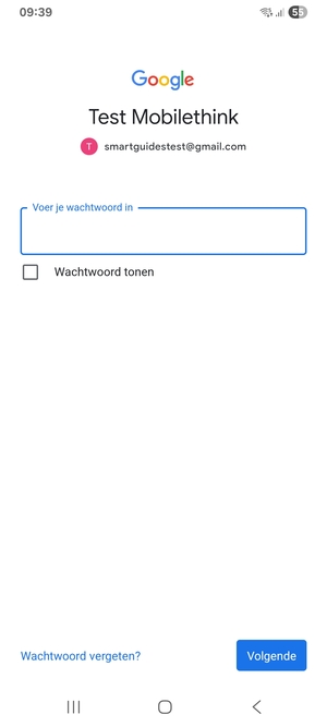 Voer uw Gmail wachtwoord in en selecteer Volgende