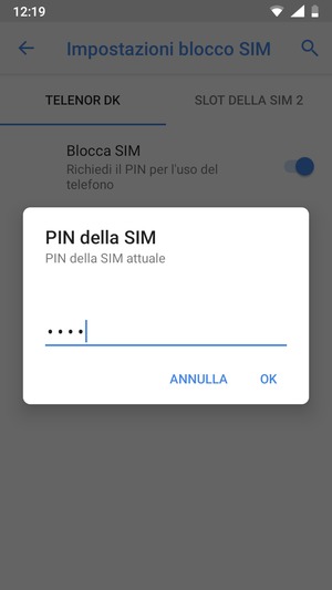 Inserisci PIN della SIM attuale e seleziona OK