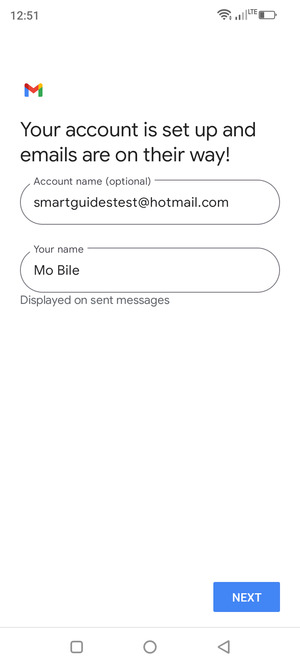 Give your account a name and enter your name. Select NEXT