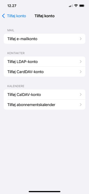 Vælg Tilføj e-mailkonto