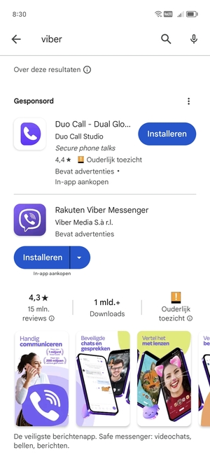 Selecteer de app