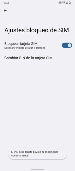 Su PIN de la tarjeta SIM ha sido cambiado