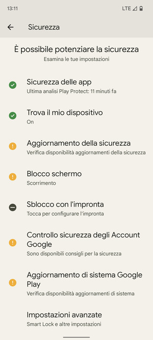 Scorri e seleziona Impostazioni avanzate