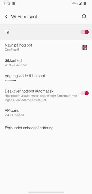 Din telefon er nu sat op til brug som modem
